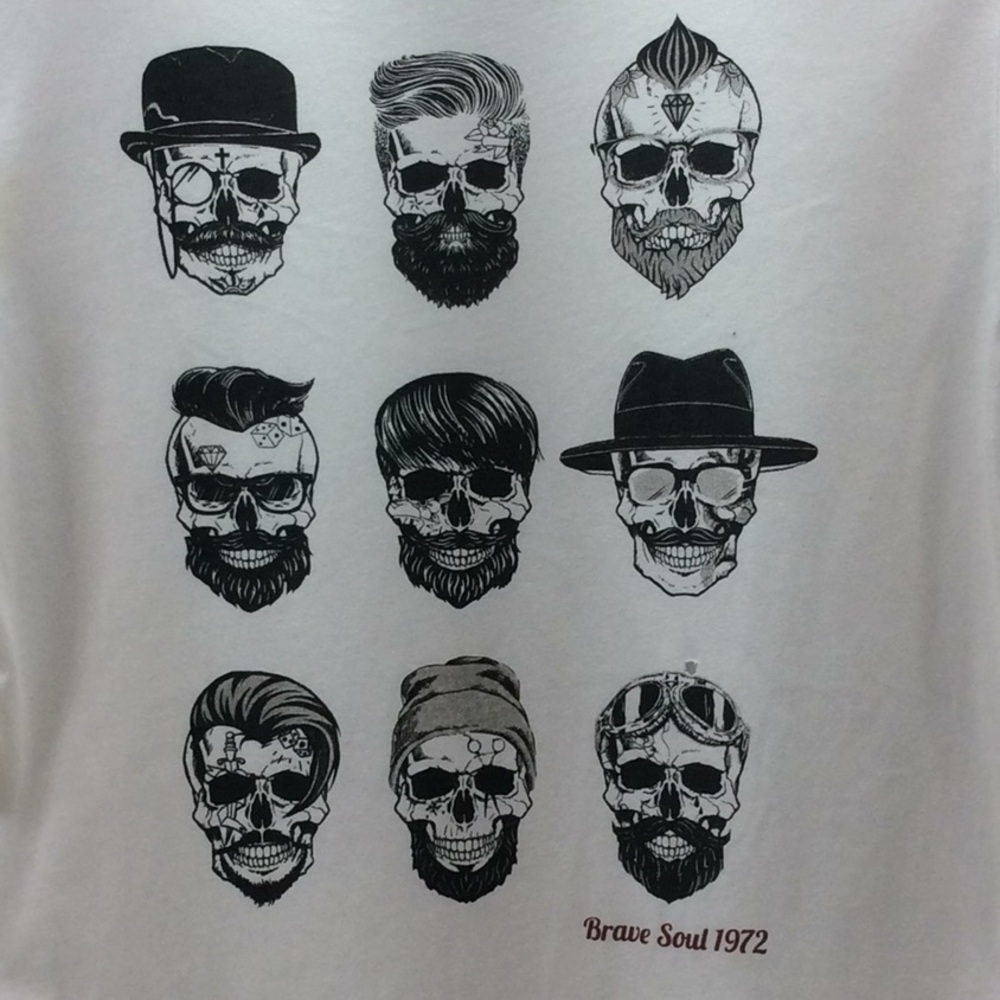 Brave Soul 1972 Hipster Skulls T-Shirt Size Medium